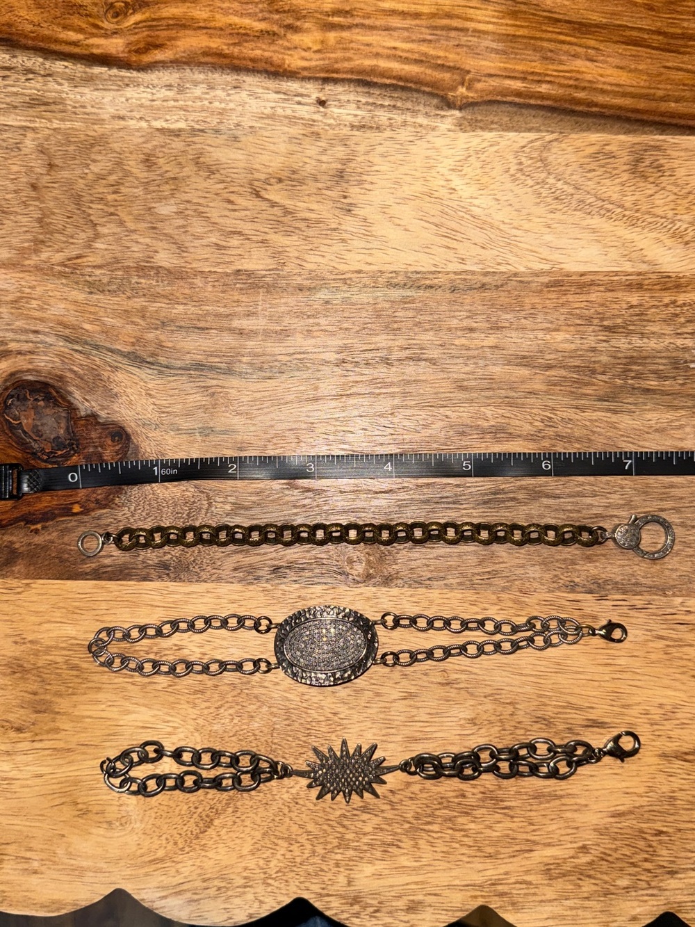 Gold-Tone Chain Bracelet with Starburst and Pavé Accents